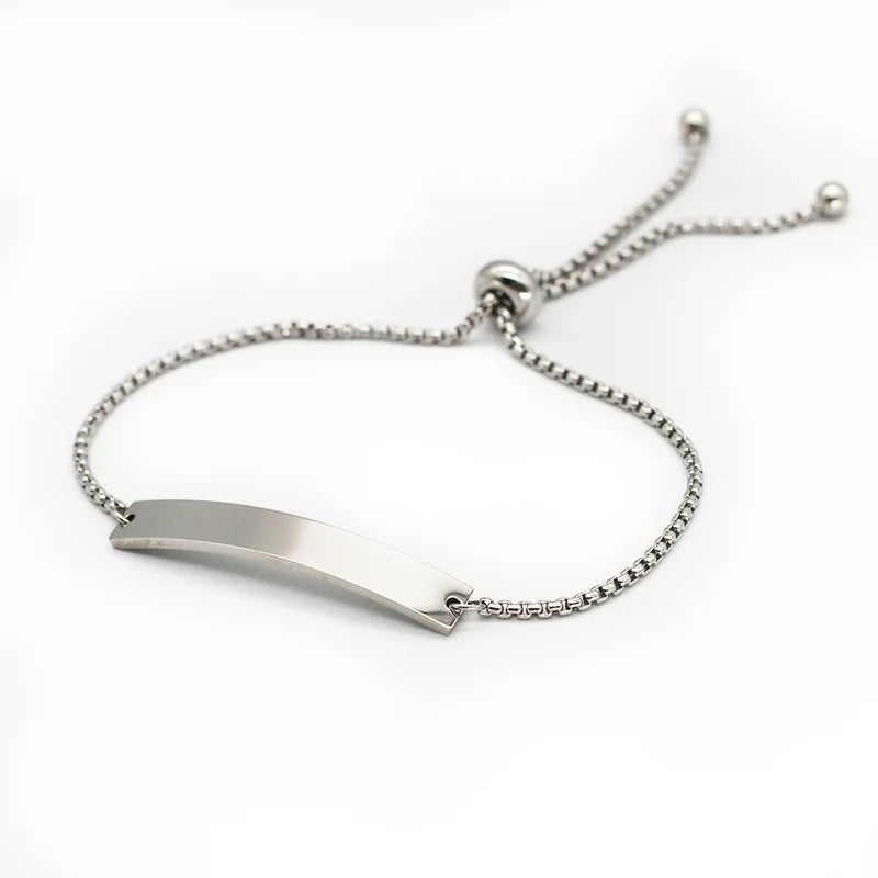 Silver Color Handmade Jewelry Custom Letter Bracelet Stainless Steel Corn Chain Personalized Name Women Bracelet