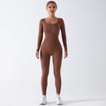 Winter Classic Long Sleeve One Piece Workout Jumpsuit Thick Knitting Rib Jumpsuit Sport Yoga Jumpsuit