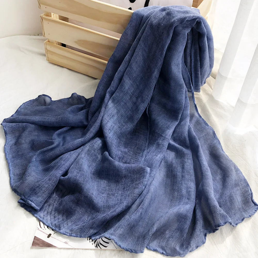 New Glitter Stripe Dirty Dyed Viscose Scarf Lady Shawl Muslim Scarves  Manufacturers Direct Sales