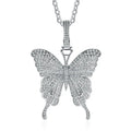 Hot Sale Hip Hop Zircon Jewelry Wholesale Stainless Steel Chain Ice Out Pendant Butterfly Necklace for Wedding & Party
