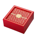 Hanhomg Chinese Style Red Bracelet Box Festive Holiday Gift Jewelry Box with Paper & Fleece Lining 9x9x5.1cm Drawer Storage