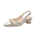 Pump Sandals Women's Summer Outer Wear High-heeled square Headband Pearl Thick-heeled Shoes New Style