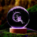 EU Luxury Modern Birthday Gift Crystal Ball LED Base Laser Engraved Carved 3D Little Elf Night Light EURAN Brand China ZHE