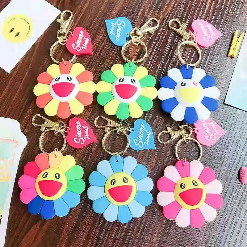 Cartoon Key Chain Girl Cute Colorful Sunflower Popular Key Chain Gift Car Schoolbag Couple Pendant