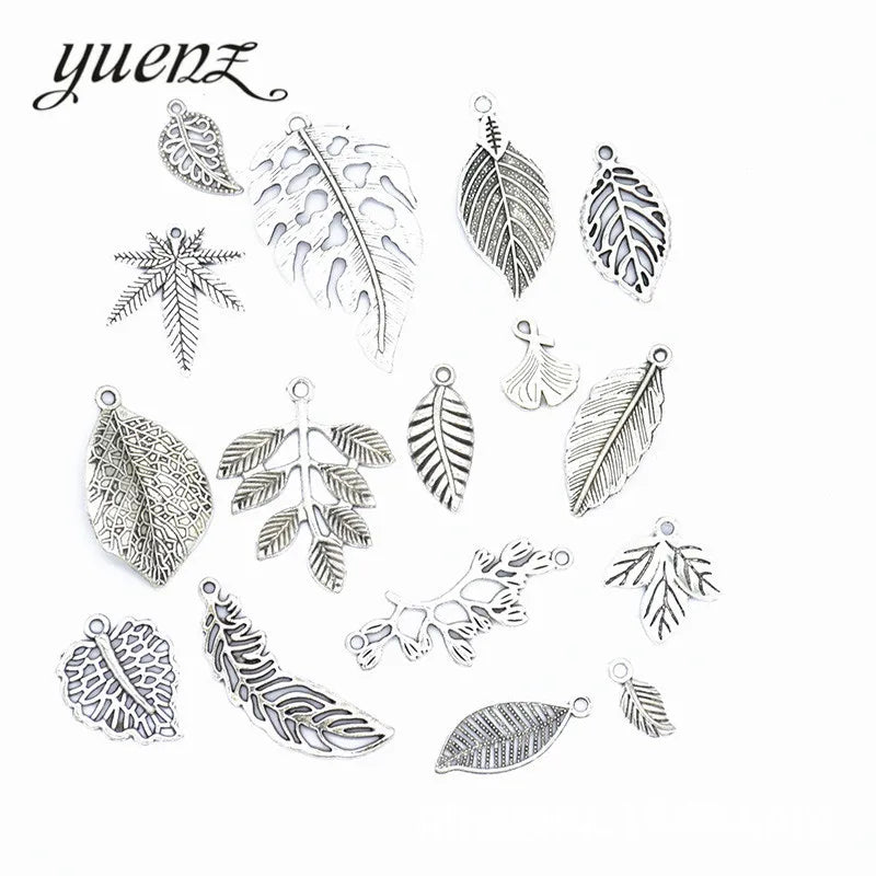 YuenZ 16pcs/set Mix Tree Leaf Charms Antique Silver Color Metal Pendant Fit Necklace Bracelets Jewelry Making U020