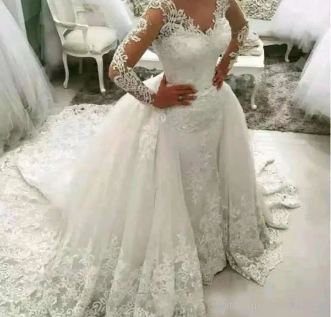 S284 2025 Wedding Gown Bride Vestido De Noiva White Backless Lace Mermaid Wedding Party Dresses