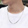 S925Silver Necklace Trendy Men's Silver Thin Men's Box Chain Silver Chain Personality Thick Type Thick Women's Long Single Chain