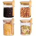 YOLOWE HOME 540ML Glass Meal Prep Jars Bamboo Lids Silicone Spoons Overnight Oats Breakfast Snacks Containers Chia Seed Pudding