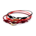 Boho Lucky Stainless Steel 3 Rings Buckle Ribbon Chain Black Red String Bracelet for Women Men DIY Jewelry