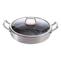 32cm 304 Stainless Steel 5-Ply Non-Stick Coating Casserole Pan Double Ears Single Side Honeycomb Fire Textured Pattern Metal