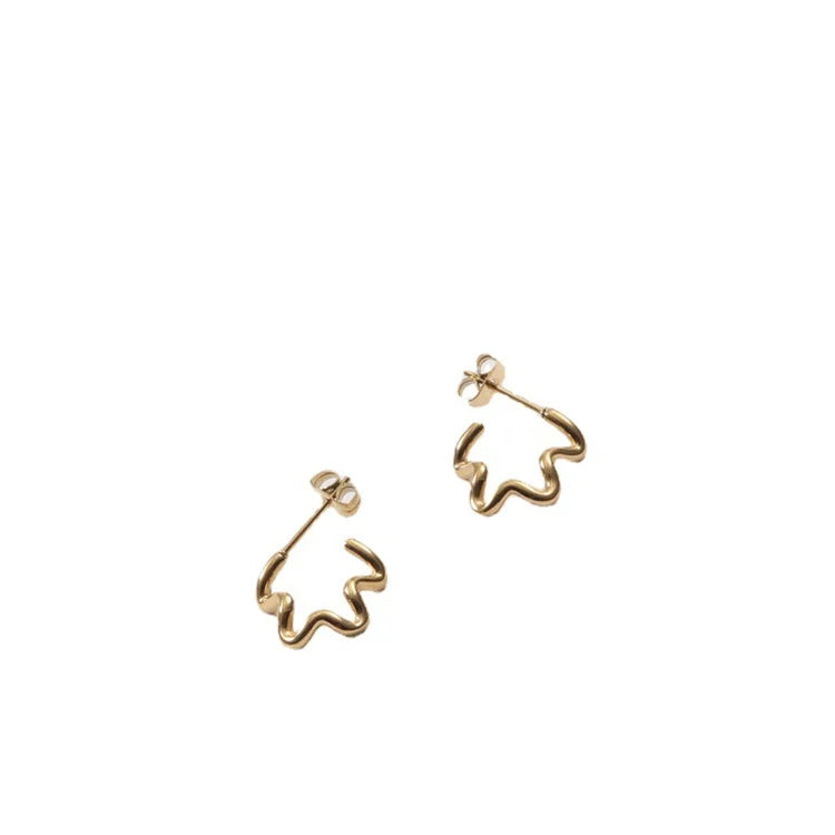 Fashion Fine 18k Gold Plated Curve Earring Stainless Steel c Shape Earring