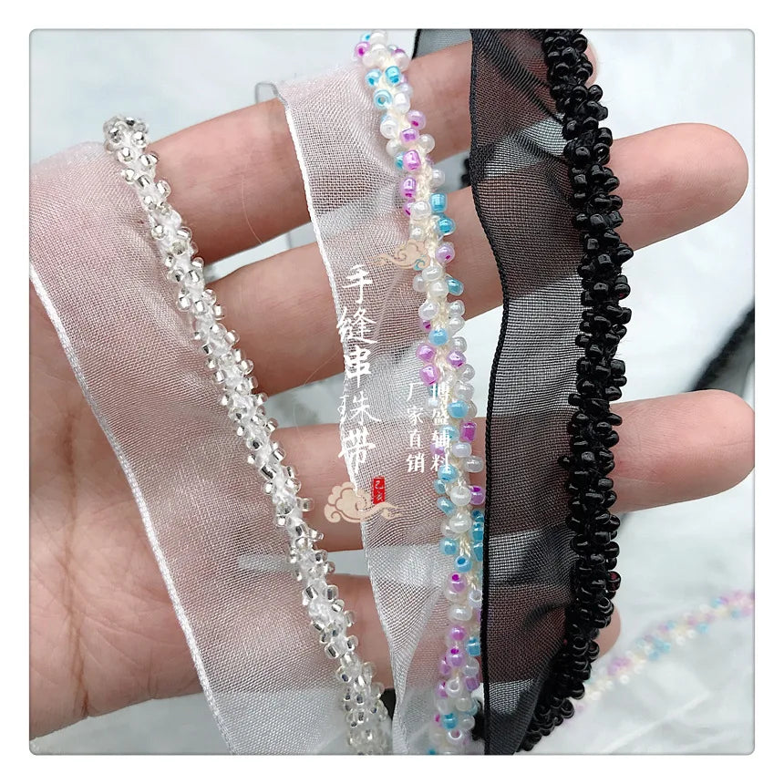 Hand-beaded Mesh Ribbon Lace Accessories for Clothes