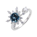 C7626 Abiding Jewelry Natural London Blue Topaz 925 Silver Fashion Gemstone Rings Womens Adjustable Girls Rings