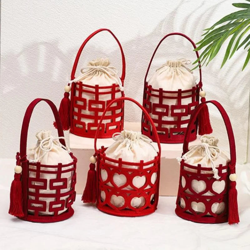 Factory Hot Sale Unique Design Exquisite Felt Candy Gifts Canvas Storage Bag for Wedding