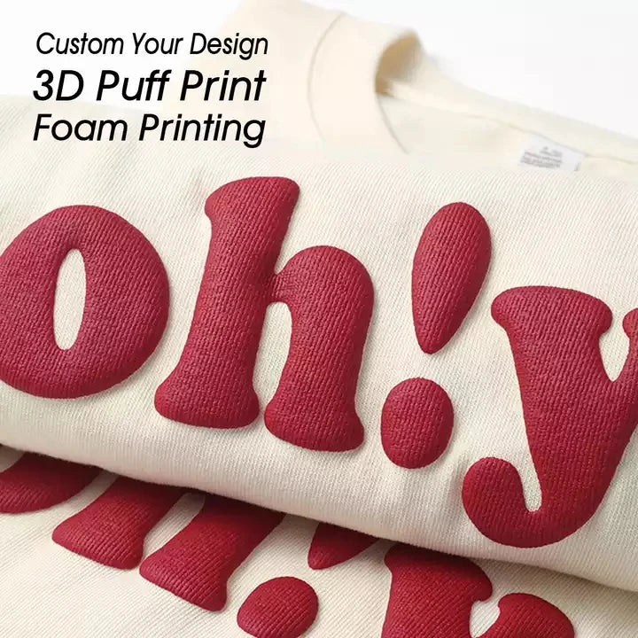 100% Cotton Blank Men's Shirt Customized Plus Size Design Fashion Women's T-shirts Men's T-shirts Plain 3D Puff Print