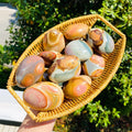 Polished Oval Crystal Carving Wholesale Natural Meditative Healing Stones Gemstone Ocean Jasper Palm Stone