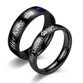 Titanium Steel Sapphire Rings Her King His Queen Stainless Steel Couple Diamond Rings for Men Women No Fade Ring Wedding Jewelry