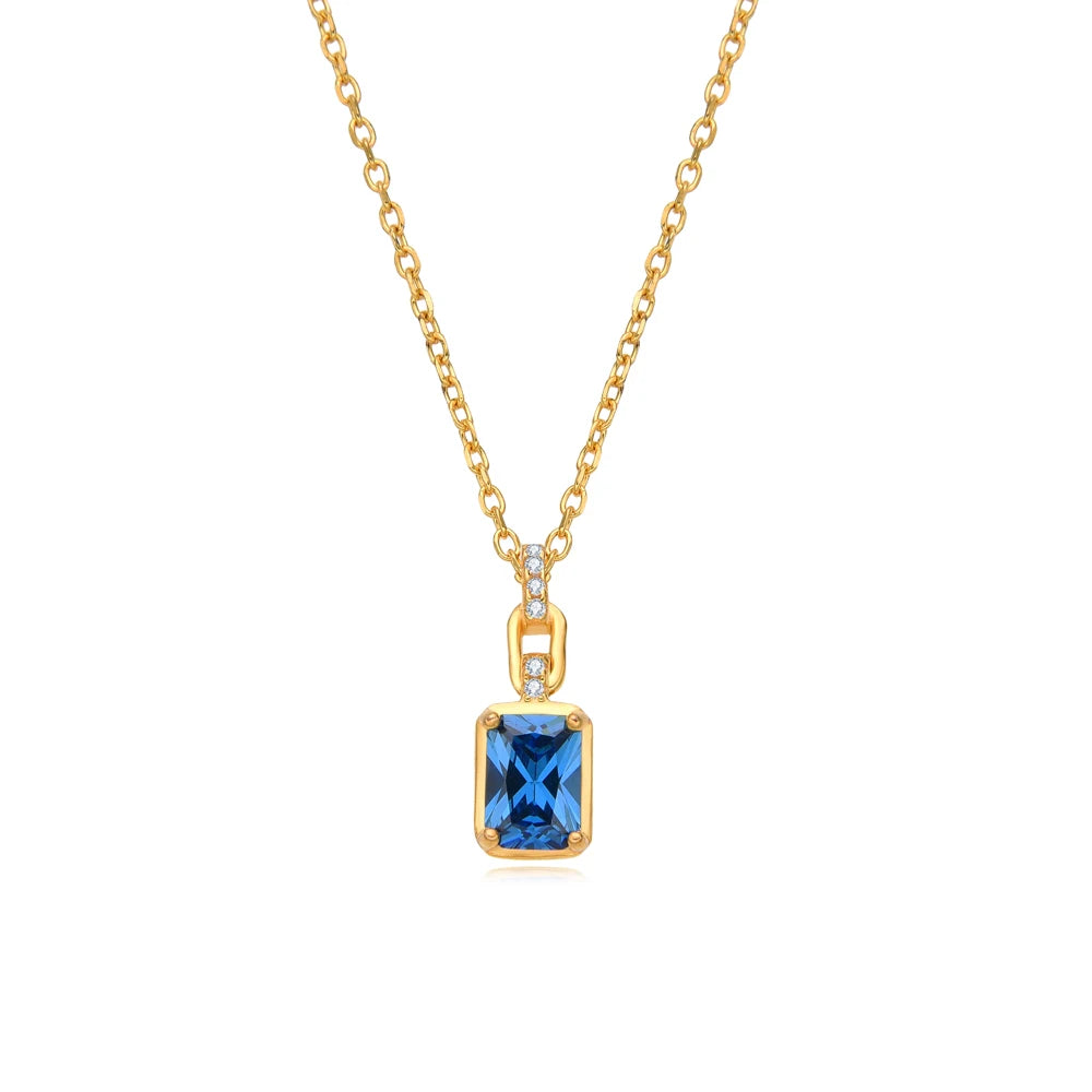 POLIVA Stylish 925 Sterling Silver Rhodium Plated Fine Fashion Jewelry Women Emerald Diamond 3A Cubic Zirconia Pendant Necklace