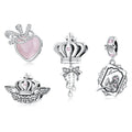 Rose Gold Plated Crown Heart Pendant - 925 Sterling Silver Bow Charm Necklace with Zircon Promise Gift for Women & Girls