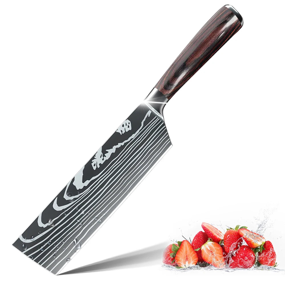 Slicing Knife Kitchen Cleaver Santoku Chef Knife Stainless Steel Damascus Pattern Chef Knives