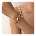 Engagement Bracelets Silver Tone 18K Gold Plated Stainless Steel Heart Charm Trendy Adjustable Love Link Bracelet Gift for Women