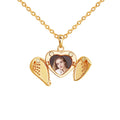 Qiuhan Trendy Cute Picture Necklace Pendant Diamond-encrusted Heart-shaped Letter Frame Chain Gift Box 1 Piece Brass Metal