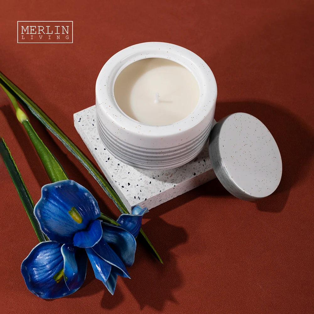 Merlin Living Room Decor Simple Candle Holder Modern Home Decor With Ceramic Candle Jars Chaozhou Ceramic Factory Wholesale Oem