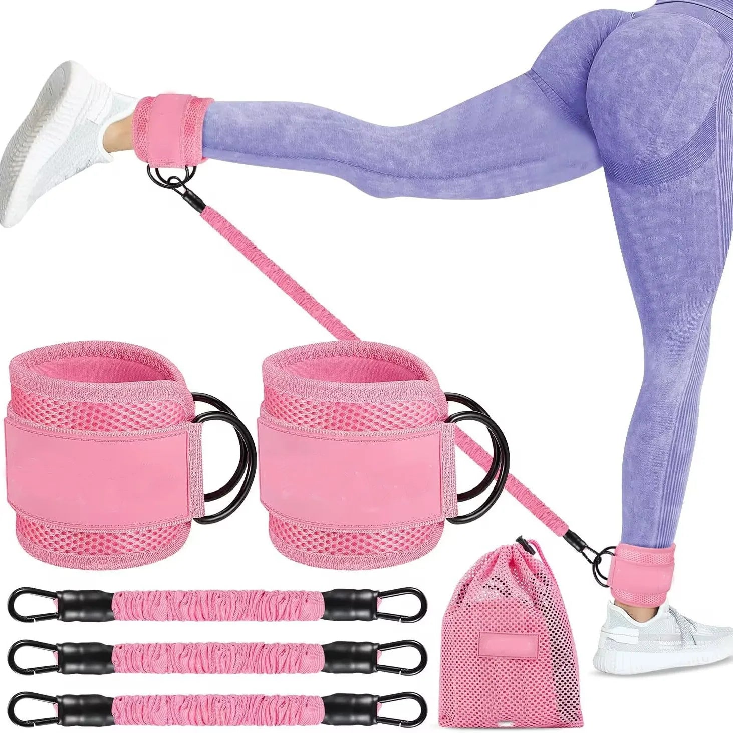 Recoils and Glutes Workouts Ankle Resistance Bands Set Legs Resistance Bands With Ankle Strap