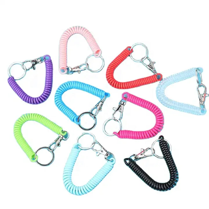2023 New Retractable Spiral Spring Key Chain Coil Rope Key Chain Bracket Anti-loss Spring Safety Lanyard Key Chain