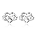 Isunni S925 Sterling Silver Rhodium Plated Ear Studs Celtic Jewellery love Knot Design Heart Stud Earring