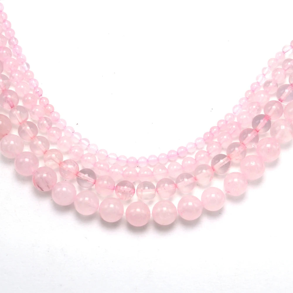 BESTONE 4mm 6mm 8mm 10mm Natural Gemstone Crystal Beads Rose Quartz Loose Beads for DIY Jewelry Making