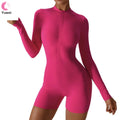 Custom Gym Fitness Sets Long Sleeve Bodysuits Workout Romper Yoga Apparel Women's Long Sleeve Yoga Jumpsuit