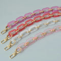Meetee B-C180 Vintage Mixed Gold Resin Thick Chain Fashion Acrylic Pink Transparent Bag Chain