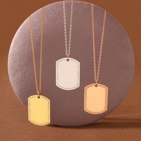 18K Pvd Gold Plated 316L Stainless Steel Fashion Jewelry Blingbling Crystal Blank Laser Engraving Power Necklaces Necklace