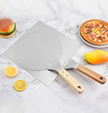Pizza Cutter Turning Peel Rocker Spatula Baking Peelers Stainless Steel Wooden Handle Kitchen Accessories