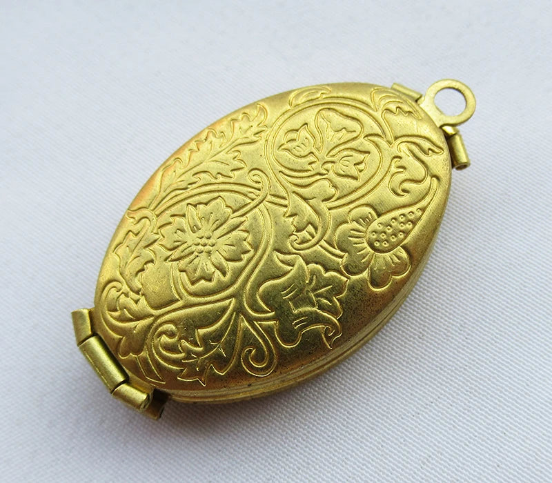 Folding Locket Pendant 20x35mm Textured Flower Photo Locket 4 Photos