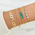 4Pcs/Set Vintage Emerald Bracelet for Women Jewelry Wholesale