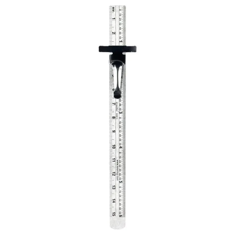 Steel Ruler With Clip 6 Inch * 15cm Depth Gap Measuring Ruler Clothing Design Tools Pocket Ruler With Sliding Pocket Clip