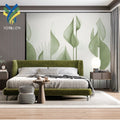 YKEX 081 Home Interior Decor Pink Green Leaves TV Background Nature 3D Wall Paper Murals Palm Leaf Wallpaper