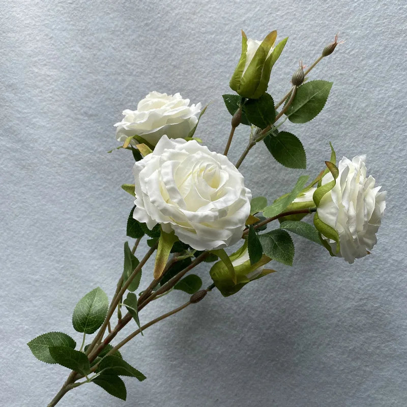 Wedding Decorative 6 Head Red White Roses Artificial Flowers Wholesale