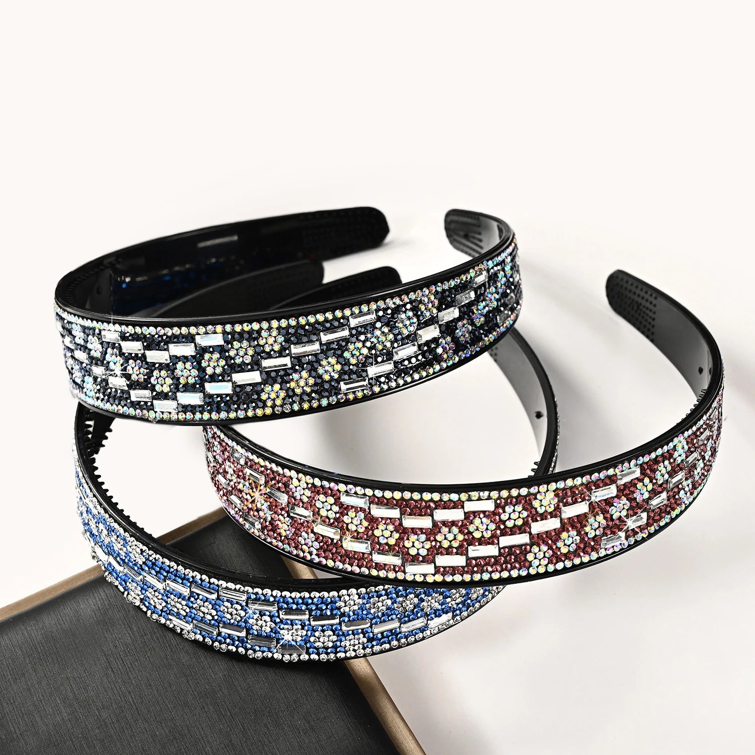 Korean Wide Brim Full Diamond Crystal Hair Hoop Luxury Baroque Hair Band Accessories Womens Rhinestone Bling Headbands