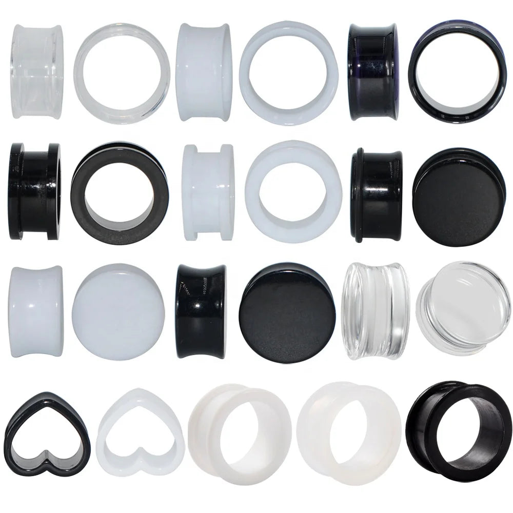 Unisex 4mm-20mm Silicone Tunnel Ear Plug Stretchers Flash Double Saddle Expander Acrylic Solid Ear Gauge for Children's Gift