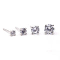 Simple Pure clear Zircon Studs Cubic Zirconia 3mm 4mm 5mm Hypoallergenic Round Shape Four Claws 925 Sterling Silver Earrings
