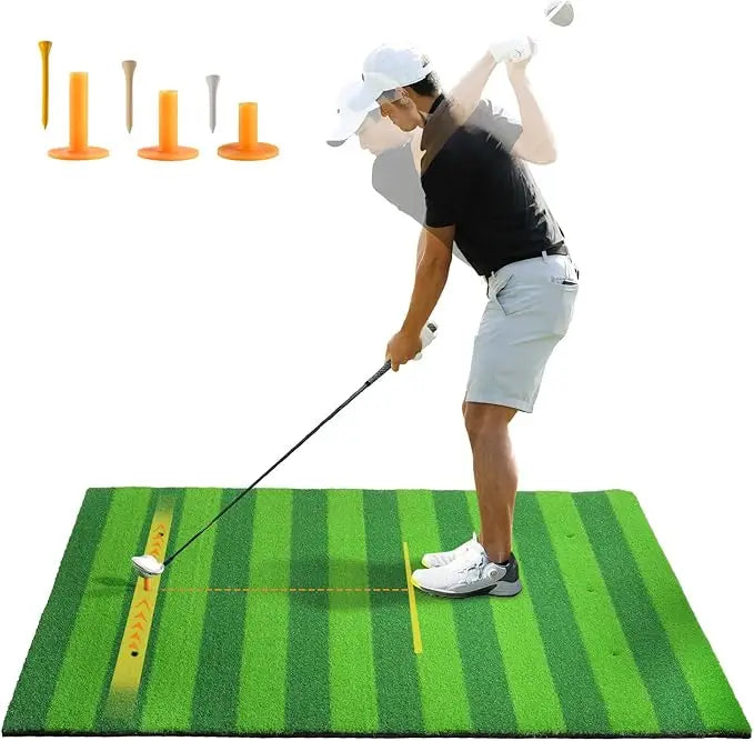 Golf Hitting Mat Artificial Turf Golf Mats Practice Training Matt With Rubber Tees for Backyard Driving Indoor Outdoor Training
