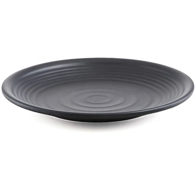 Japanese Sushi Serving Restaurant Dinnerware 10.5 Inch Black Melamine Round Dinner Plate