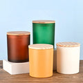 Home Decorative Candle Holders Painting Candle Holders Colorful Glass Candle Jars With Bamboo Lid 230ml 8oz