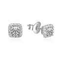 Fancy Popular 925 Sterling Silver Aaa Cubic Zirconia Classic Square Shape Diamond Bridal Earrings
