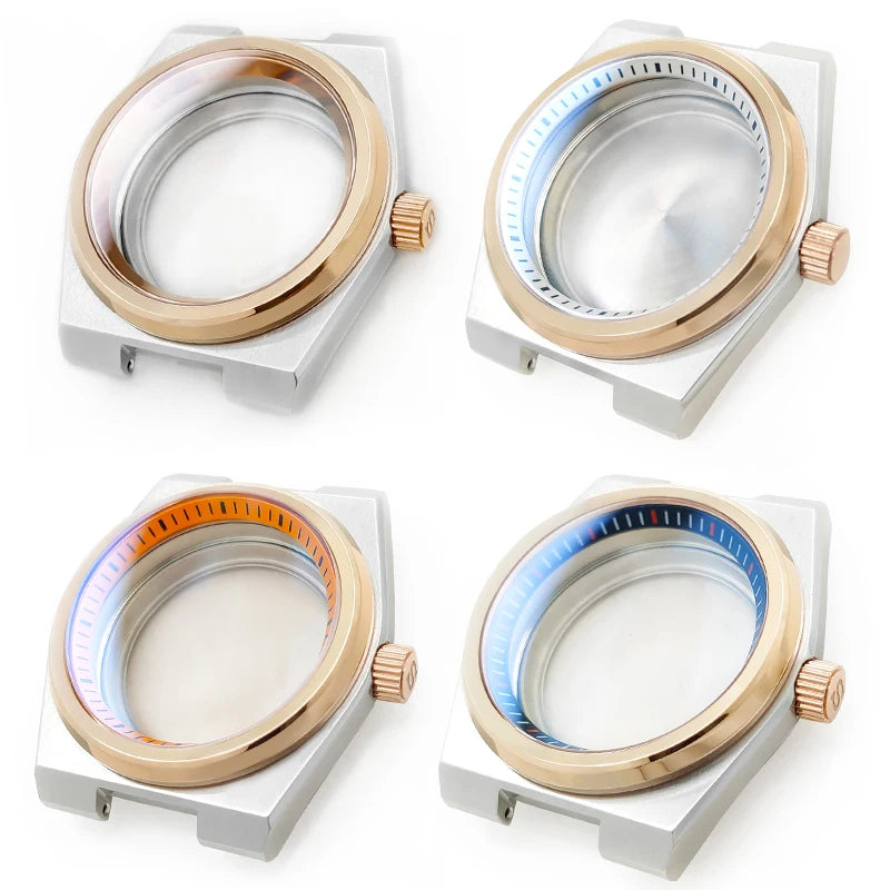 Custom NH35/36 Movement PRX Watch Case 3'o Clock Sapphire Glass Chapter Ring Rose Gold/Silver Part Wristwatch Tools Parts