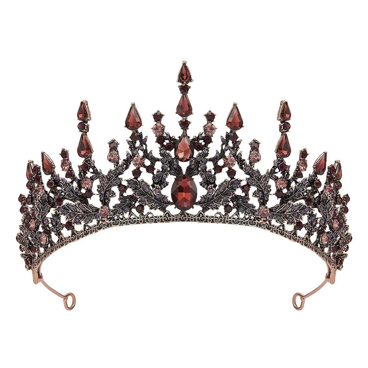 Wholesale Handmade Vintage Black Wedding Crown Princess Pageant Crown Bridal Accessories Made of Alloy