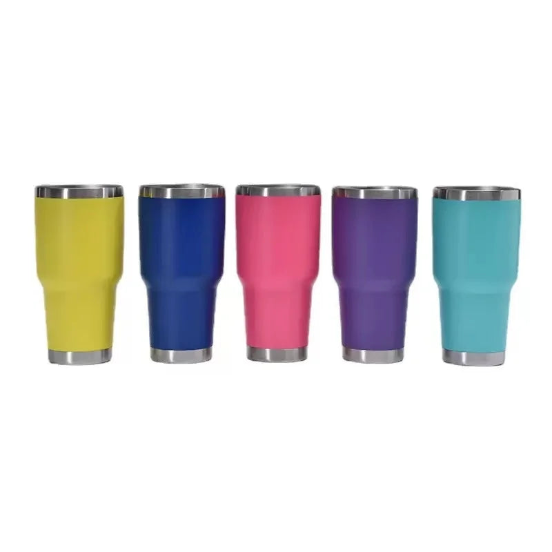 SS304 Food Grade Stainless Steel Travel Tumbler with Straw and Cover Customizable Business Gift